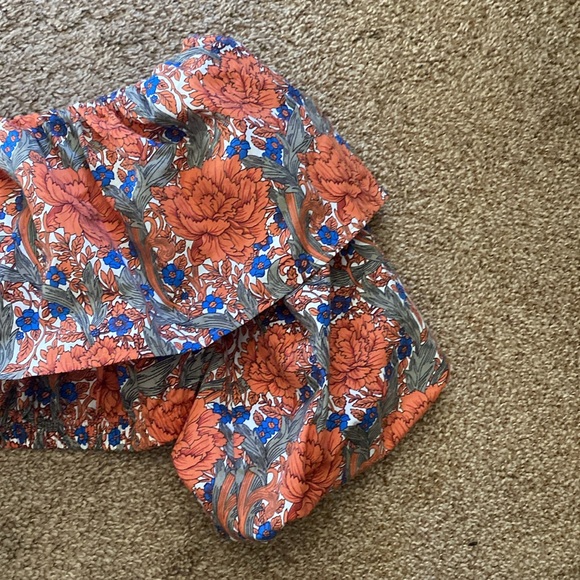 Zara | Poplin Floral Puff Sleeve Cropped Blouse - Picture 5 of 9